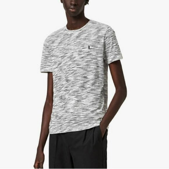 All Saints Other - ALL SAINTS Shirt Men’s XL Kora Striped Short Sleeve Crew Neck casual poly cotton